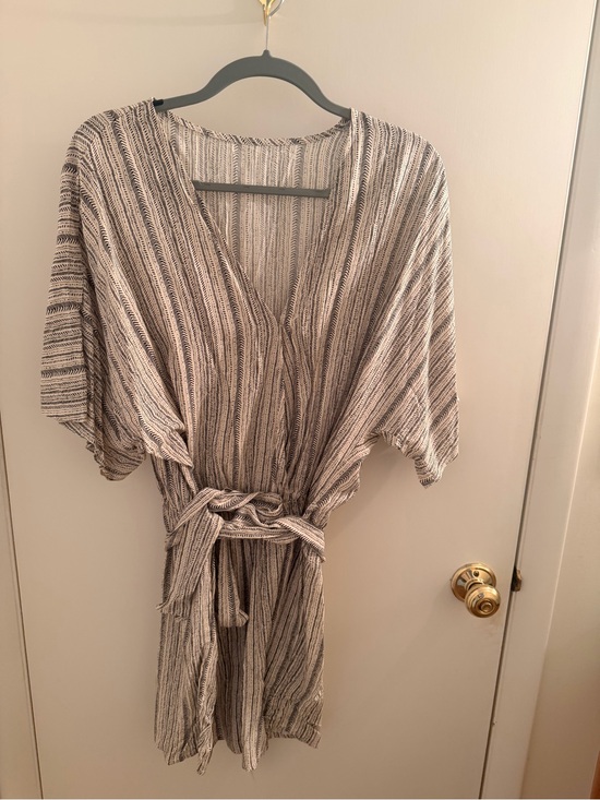 Cupshe Pants - Cupshe Beige and Black Striped Tie-Waist Romper